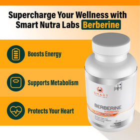 Smart Nutra Labs Berbérine HCL 1200mg Capsules Végétales Sur un Fond Naturel