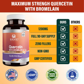 Smart Nutra Labs Quercétine avec Bromélaïne 1200mg étiquette du produit