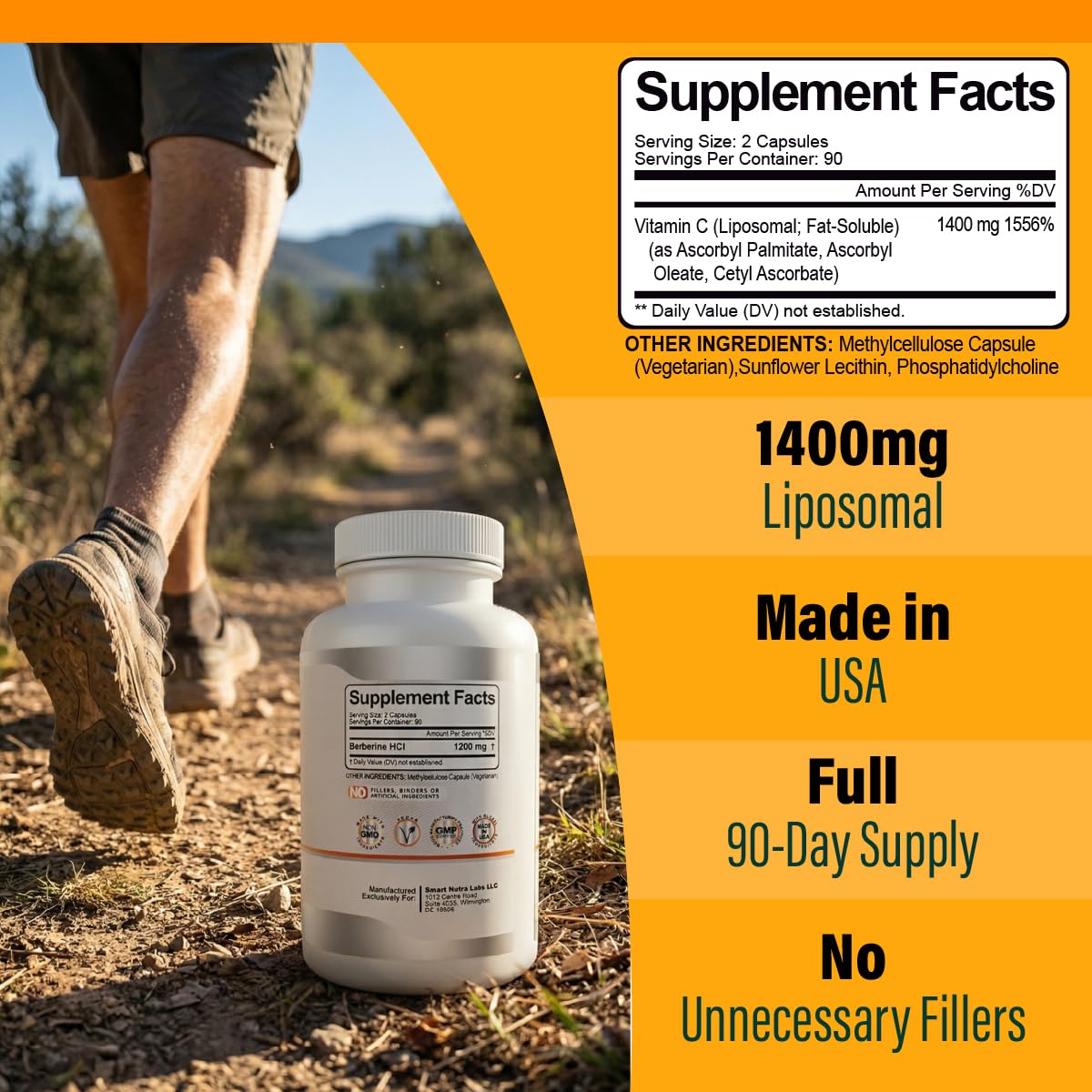 Smart Nutra Labs Vitamine C Liposomale 1400mg 180 capsules emballage