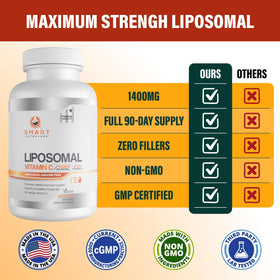 Smart Nutra Labs Vitamine C Liposomale 1400mg capsules sur une table