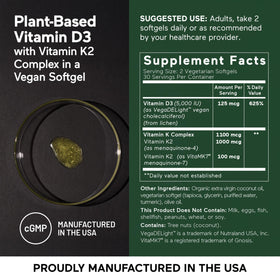 SMARTERNUTRITION D3 K2 5000 UI et 1100 mcg étiquette