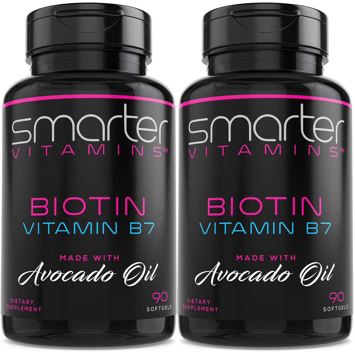 SmarterVitamins Biotine 5000mcg deux bouteilles de gélules liquides