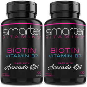 SmarterVitamins Biotine 5000mcg deux bouteilles de gélules liquides