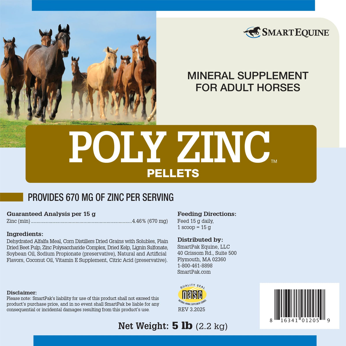 SMARTPAK SmartEquine Pellets de Zinc Polysaccharide 2,3 kg - vue arrière