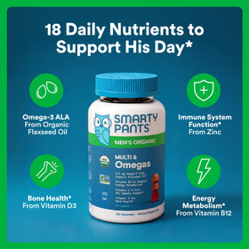 SmartyPants gummies bio pour hommes, vue de profil montrant la texture des gummies