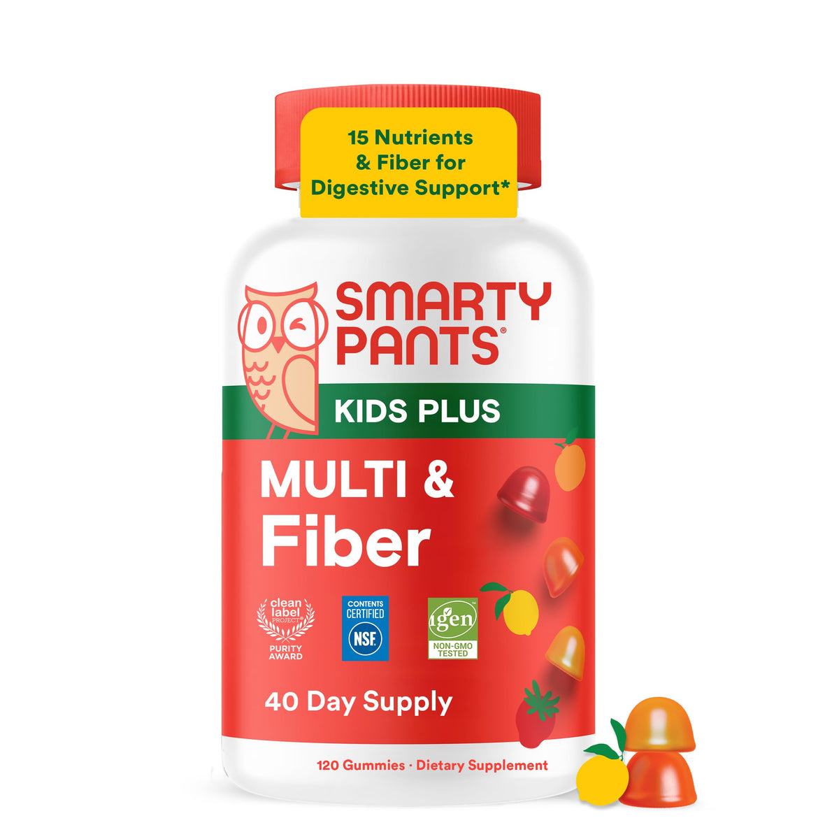 SmartyPants Gummies Multivitamines et Fibres pour Enfants, vue avant du flacon