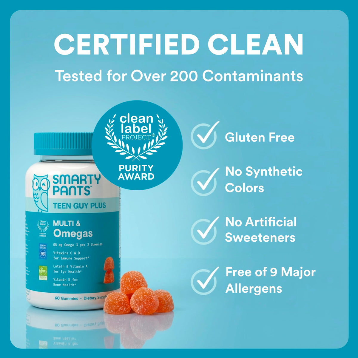 SmartyPants Gummies Multivitamines Teen Garçon 60 Gummies ouvertes