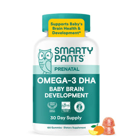 SmartyPants Gummies Oméga 3 DHA prénatales 120 gummies vue de face