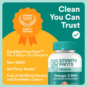 SmartyPants Gummies Oméga 3 DHA prénatales avec vue de l'arrière