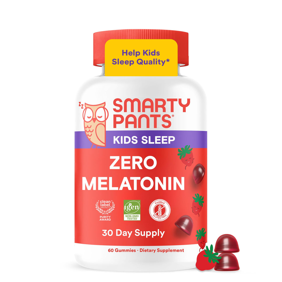 SmartyPants Gummies pour Enfants Sommeil Zéro Mélatonine 60 Gummies vue de face