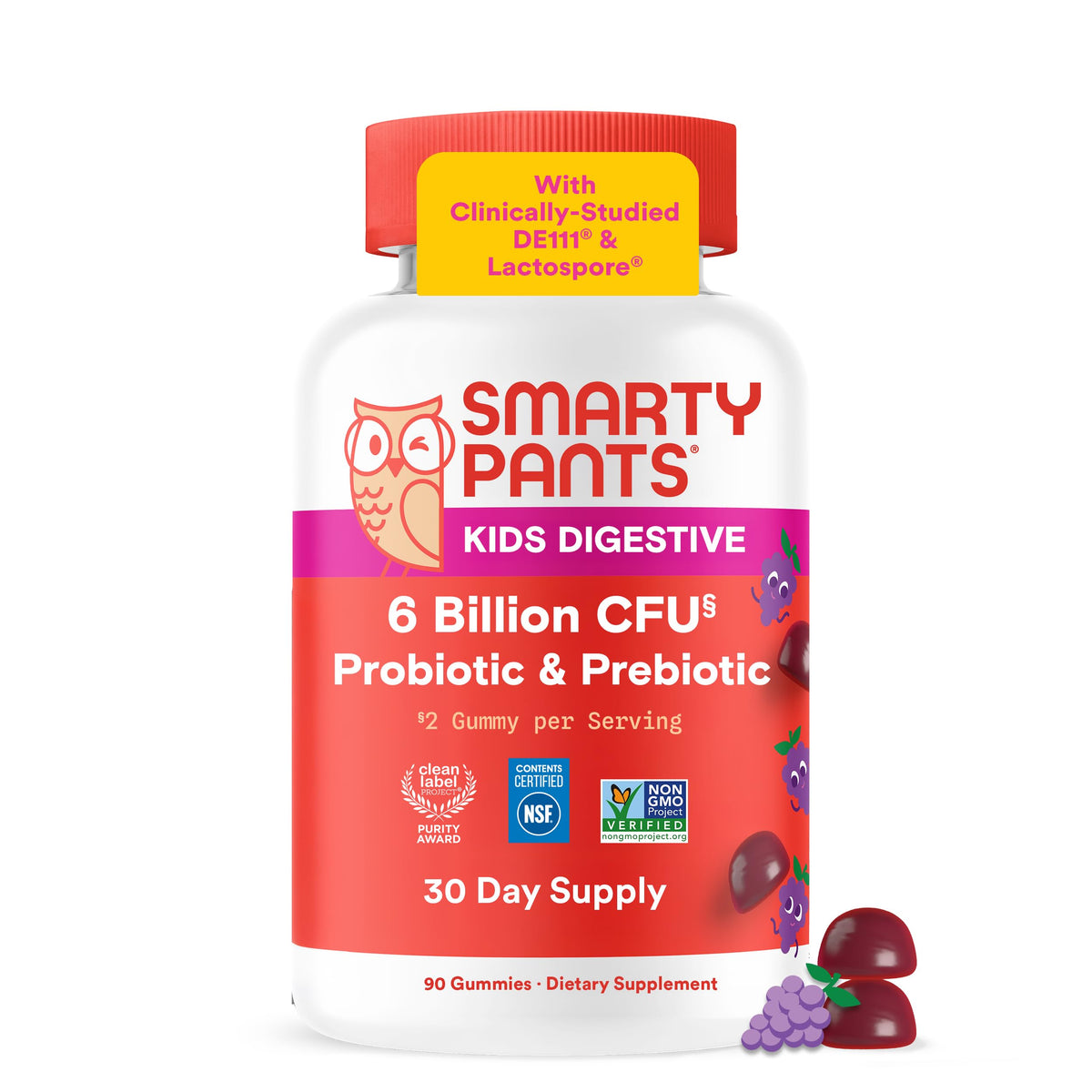 SmartyPants Gummies Probiotiques Enfants 60 Gummies au goût raisin, packaging avant