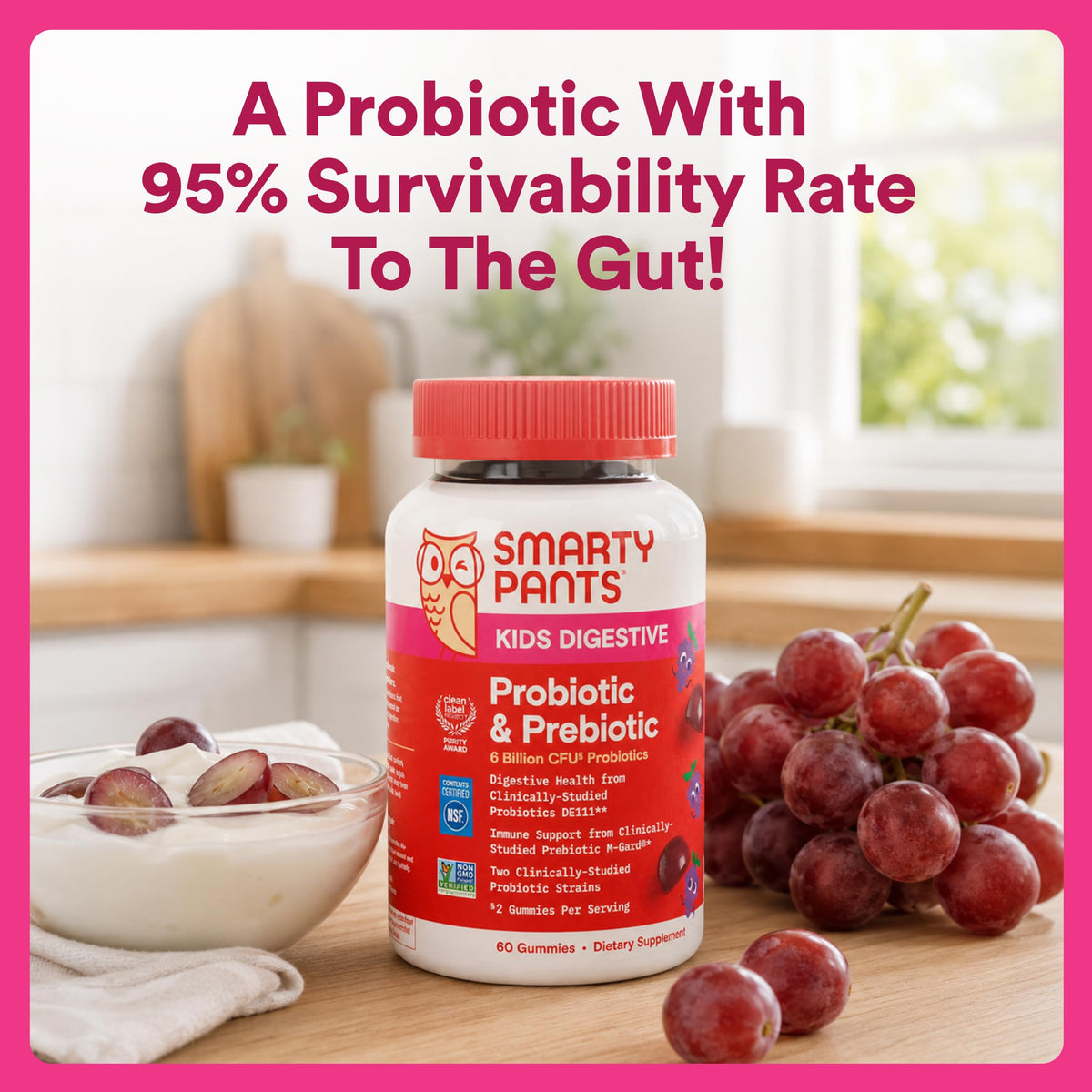 SmartyPants Gummies Probiotiques Enfants, vue arrière du packaging