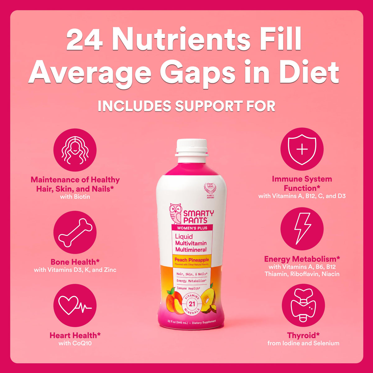 SmartyPants Multivitamine Liquide Femme 32 oz étiquette