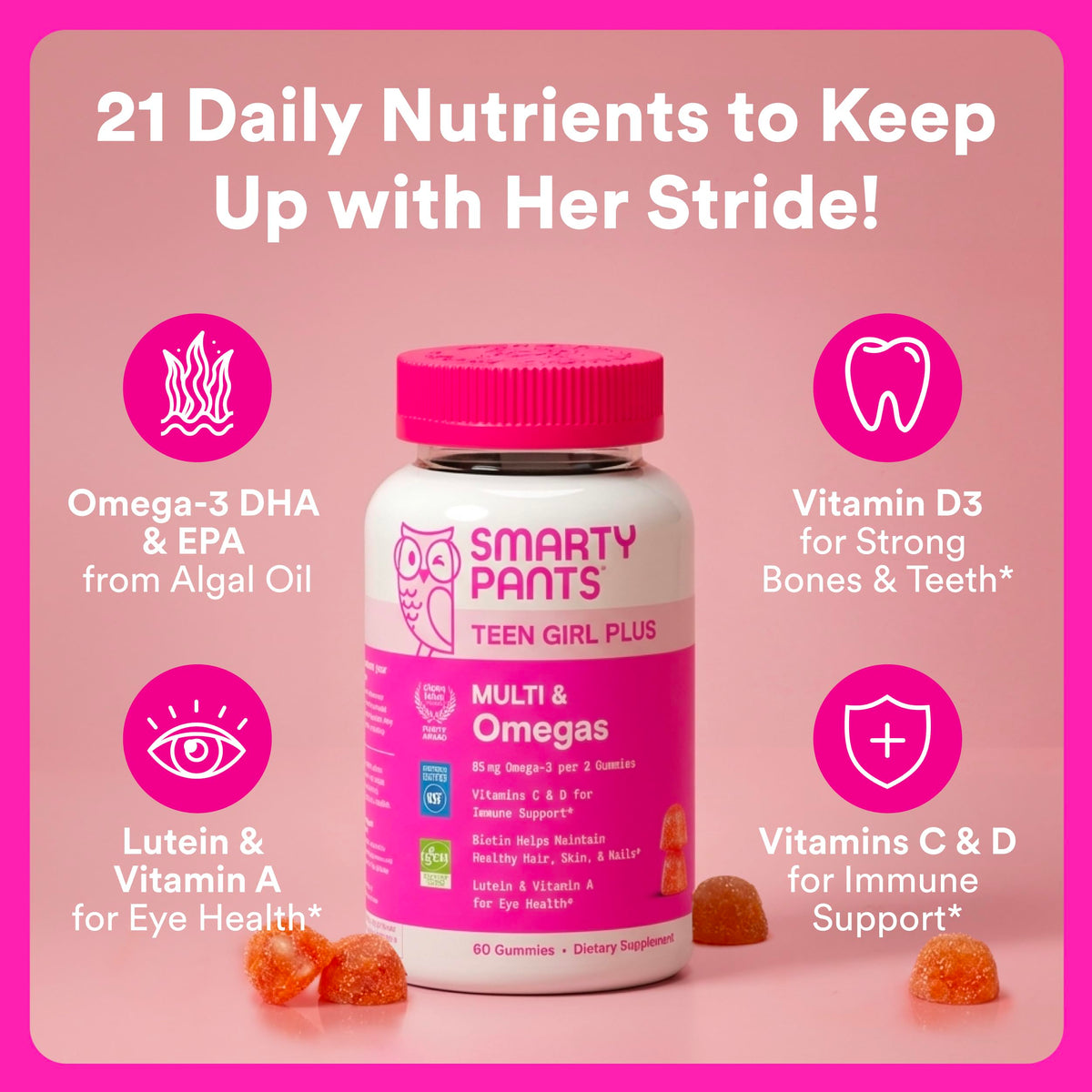 SmartyPants Multivitamines Gélifiées Filles Adolescentes 60 Gummies, gélifiés en gros plan
