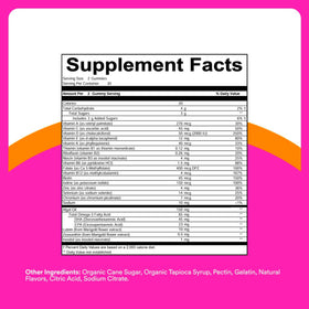 SmartyPants Multivitamines Gélifiées Filles Adolescentes 60 Gummies, ingrédients listés