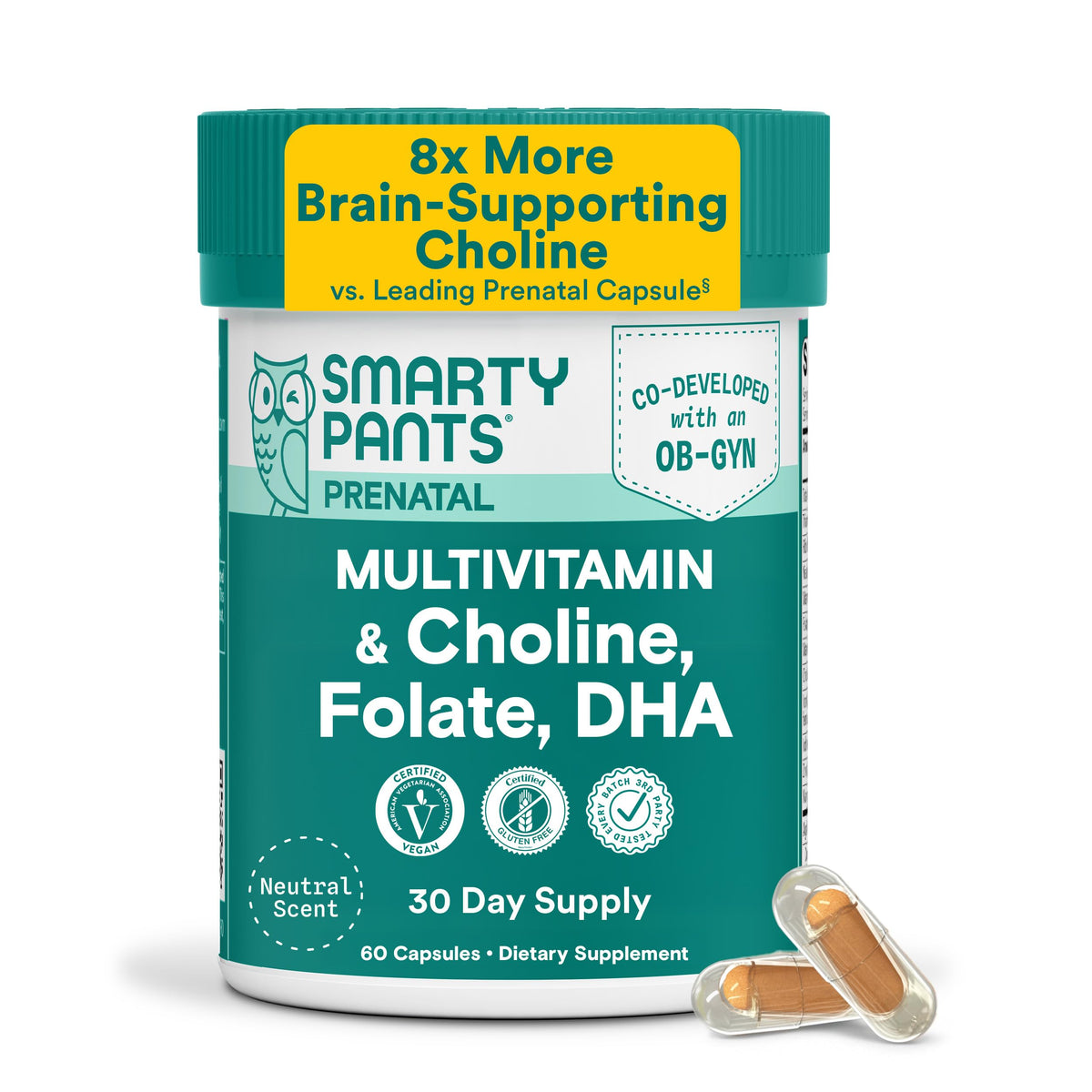 SmartyPants Multivitamines Prénatales Capsules 60 Comprimés vue de face