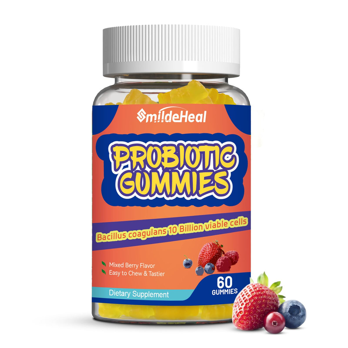 SmildeHeal Gummies Probiotiques 60 Comp. vue de face avec emballage