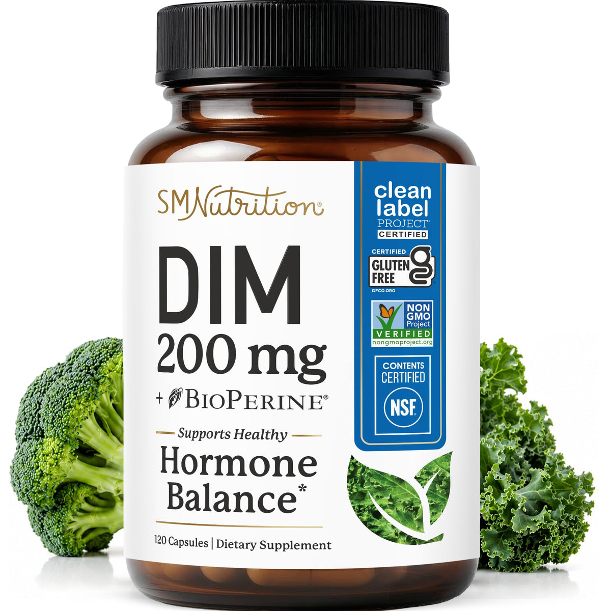 SMNutrition DIM 200 mg 120 capsules végétales, vue de face
