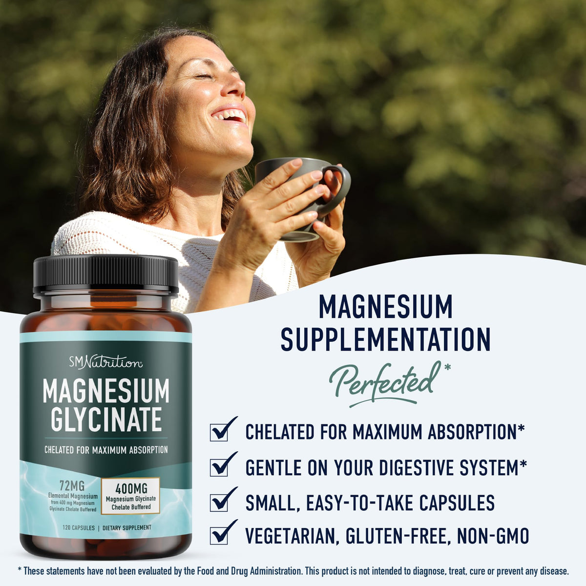 SMNutrition Magnésium Glycinate 400mg - capsules dans un bol