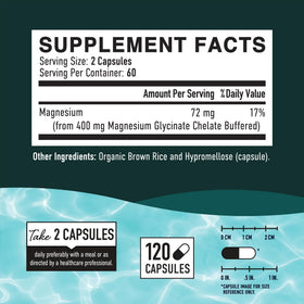 SMNutrition Magnésium Glycinate 400mg - étiquette avec ingrédients