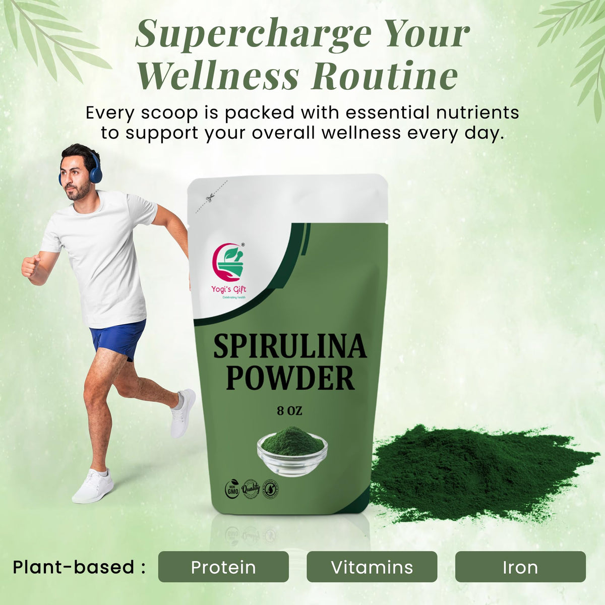 Smoothie préparé avec de la poudre de spiruline YOGI’S GIFT