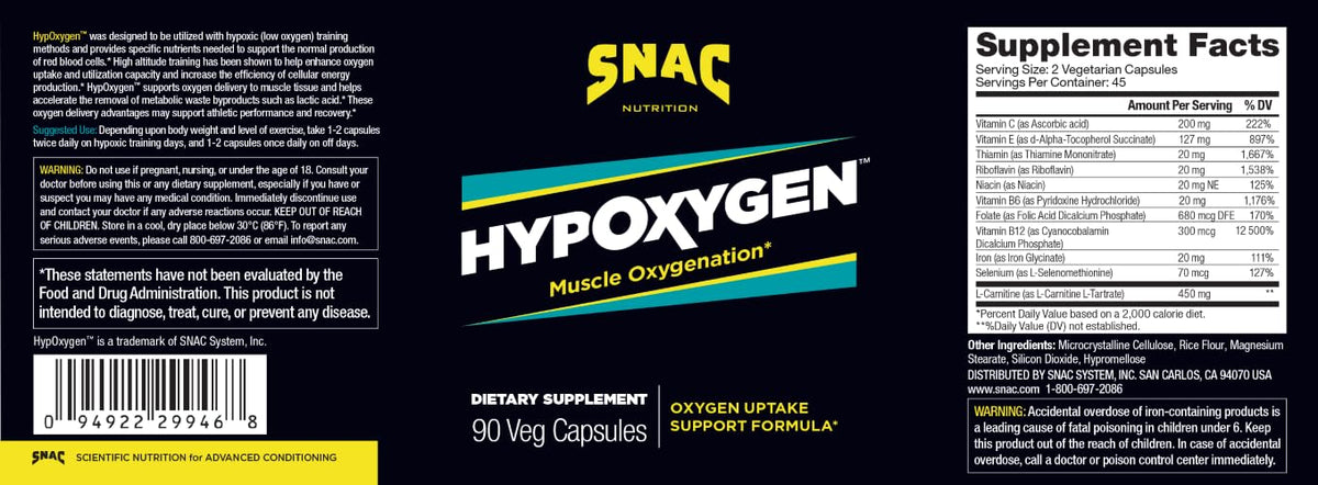 SNAC HypOxygen capsules ouvertes montrant le contenu