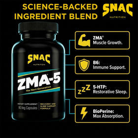 SNAC ZMA-5 Complément Minéral 180 Capsules - Vue arrière de l'emballage
