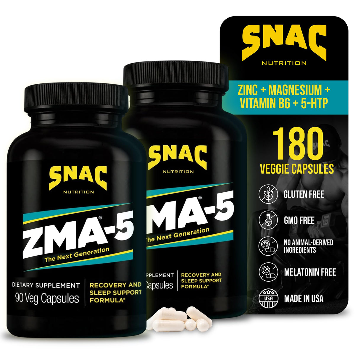 SNAC ZMA-5 Complément Minéral 180 Capsules - Vue avant de l'emballage