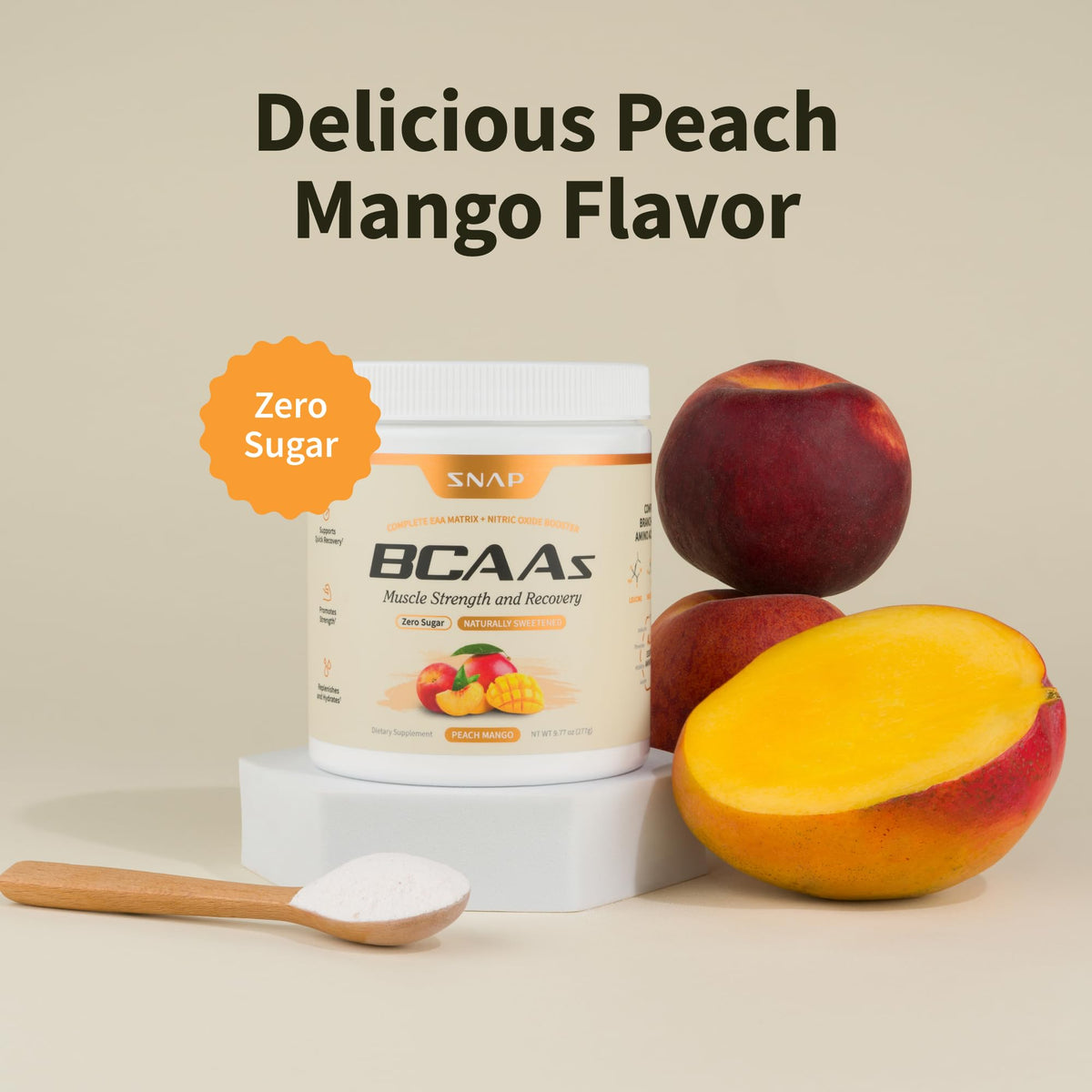 Snap Supplements BCAA Poudre 340g en train d'être mélangée dans un verre d'eau