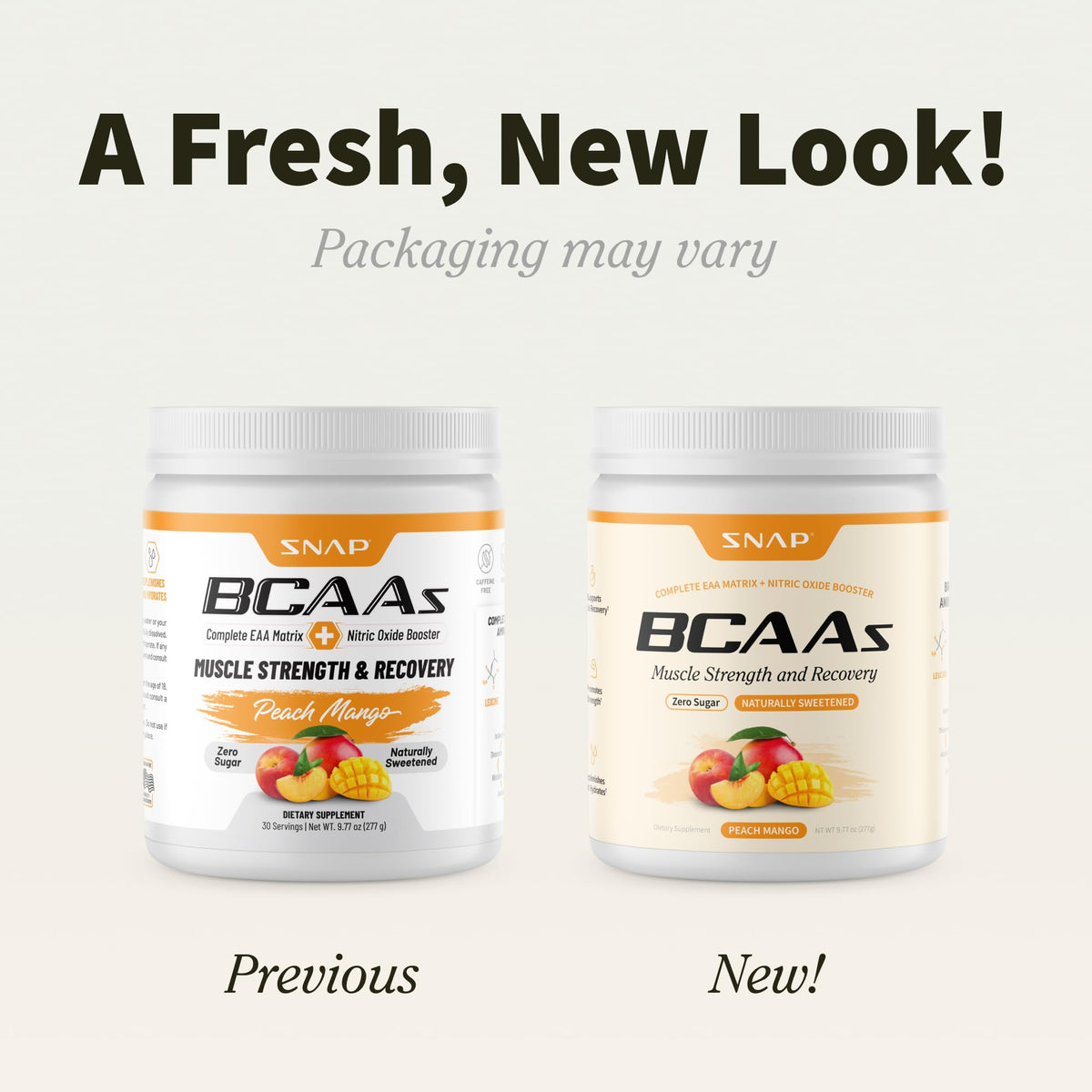Snap Supplements BCAA Poudre 340g vue de côté montrant la texture