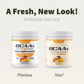 Snap Supplements BCAA Poudre 340g vue de côté montrant la texture