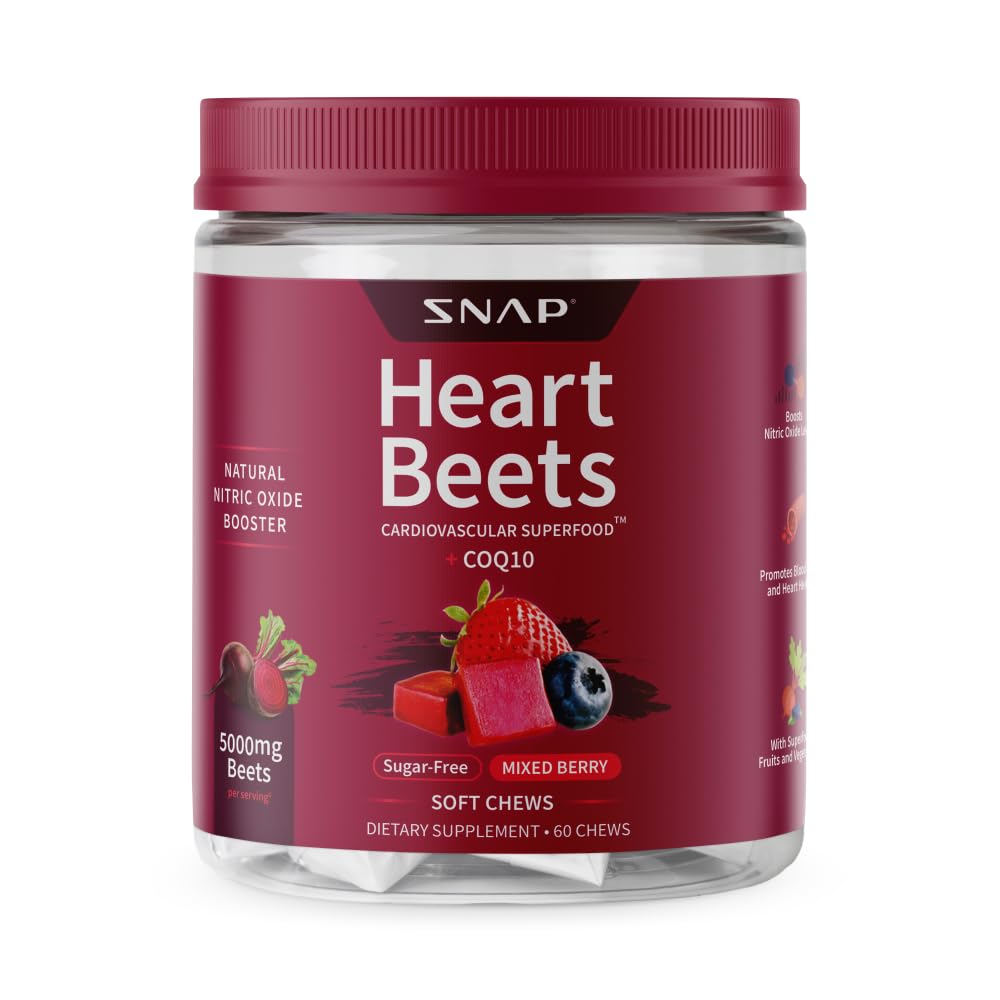 Snap Supplements Chews de Betterave CoQ10 60 Ct en emballage