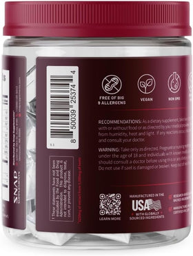 Snap Supplements Chews de Betterave CoQ10 montrant la liste des ingrédients