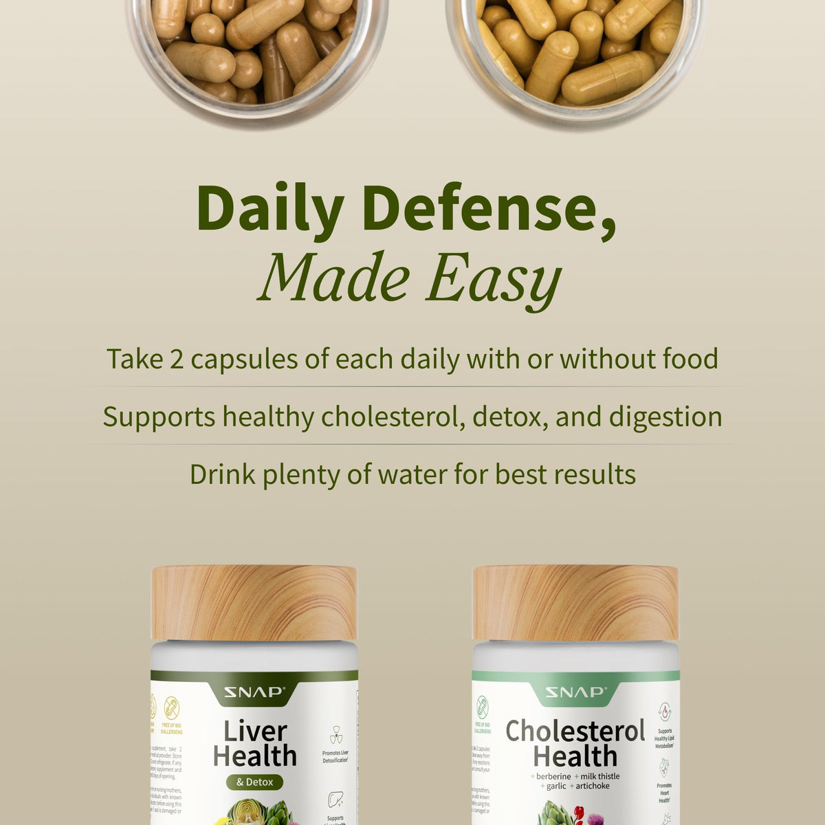 Snap Supplements Complément Alimentaire Artichaut et Cholestérol 60 Capsules avec d'autres compléments