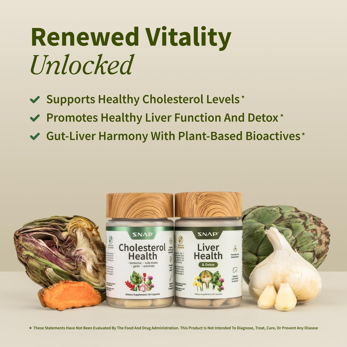Snap Supplements Complément Alimentaire Artichaut et Cholestérol 60 Capsules en milieu naturel
