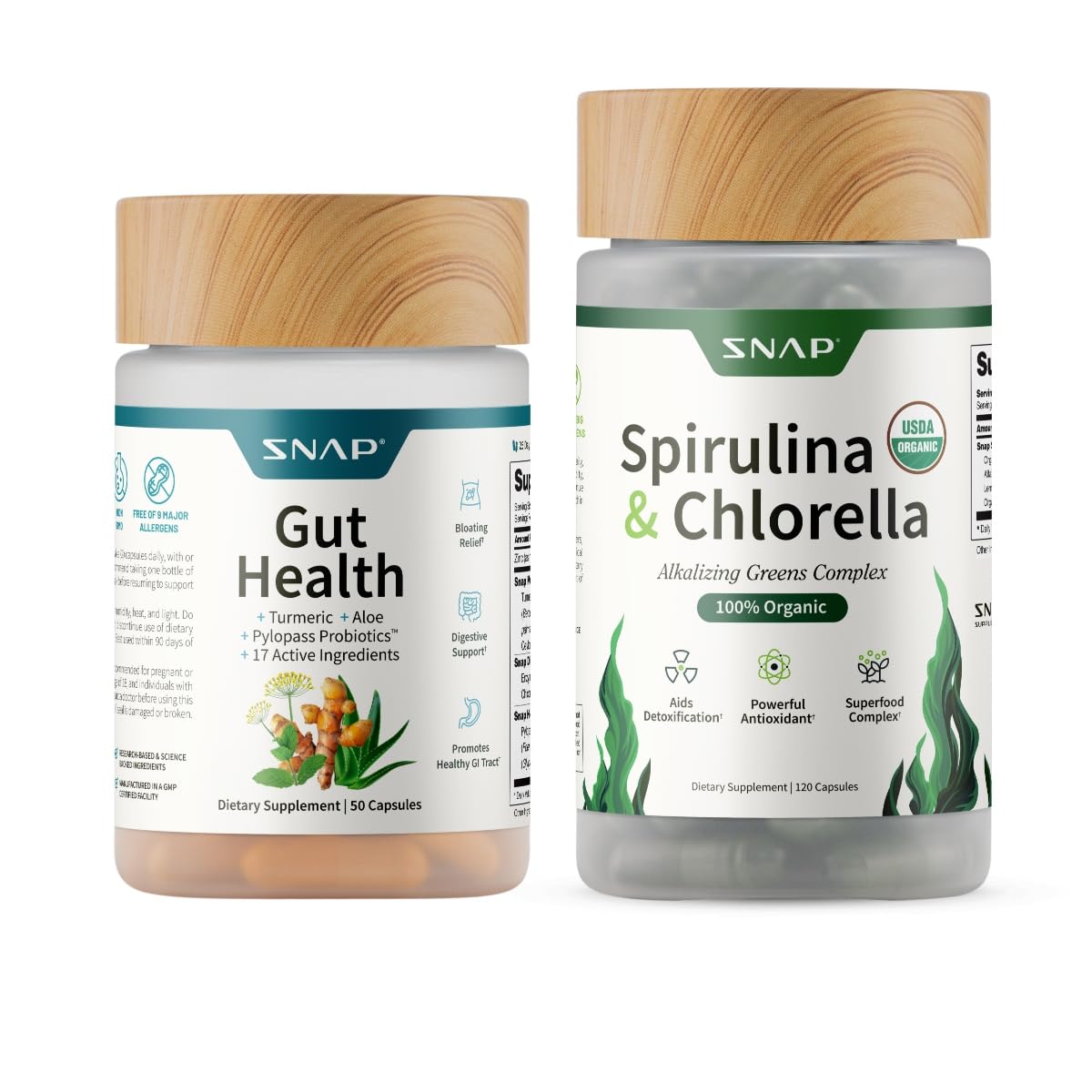 Snap Supplements Complément Alimentaire Spiruline Chlorelle 231g vue de face