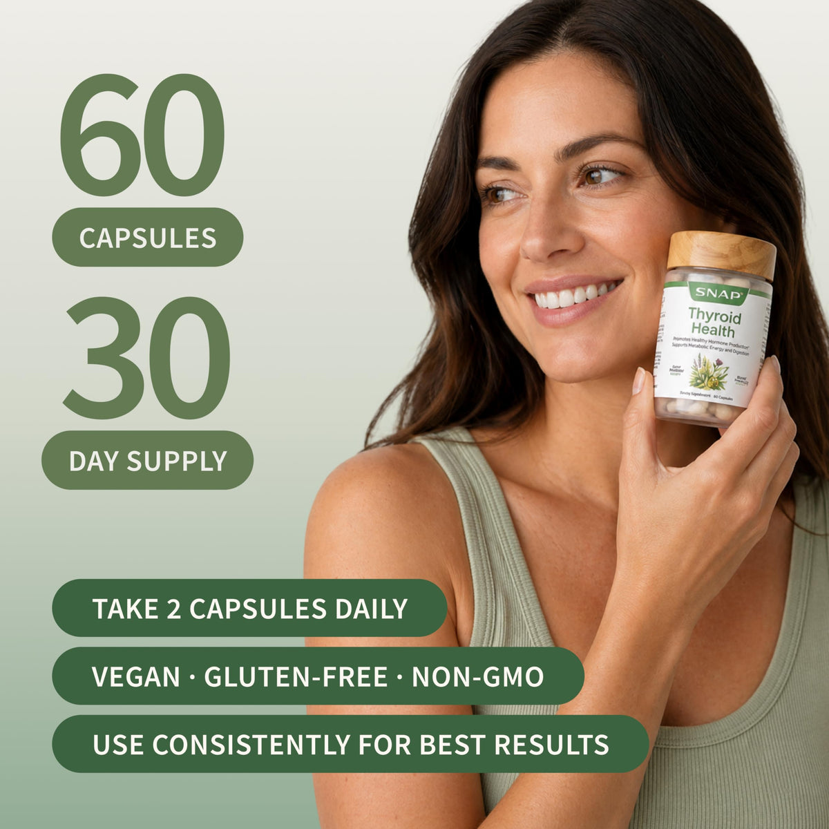Snap Supplements Complément Alimentaire Thyroïdien 60 Capsules sur une table