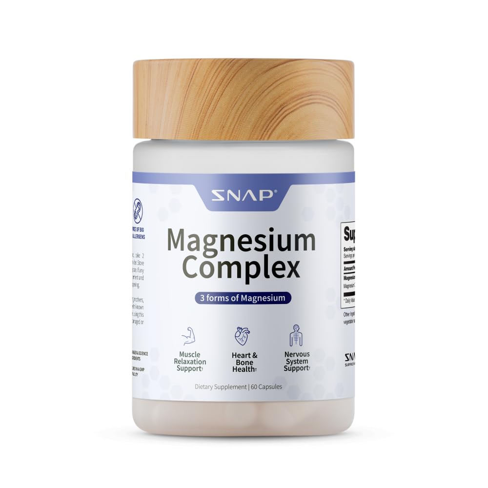 Snap Supplements Complexe de Magnésium Triples 60 Capsules vue de face