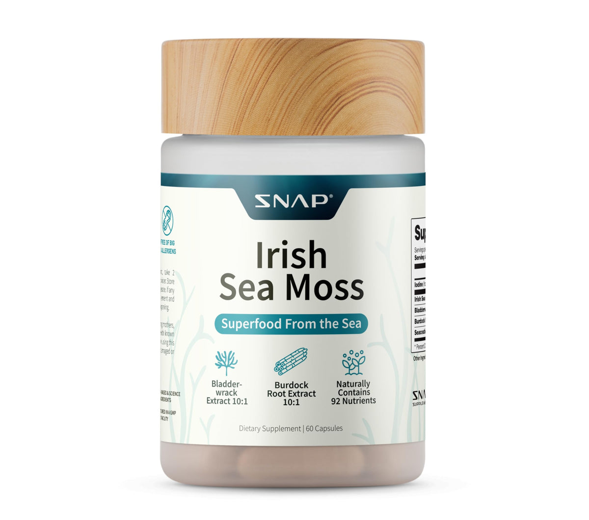Snap Supplements Irish Sea Moss 60 Capsules - vue de face