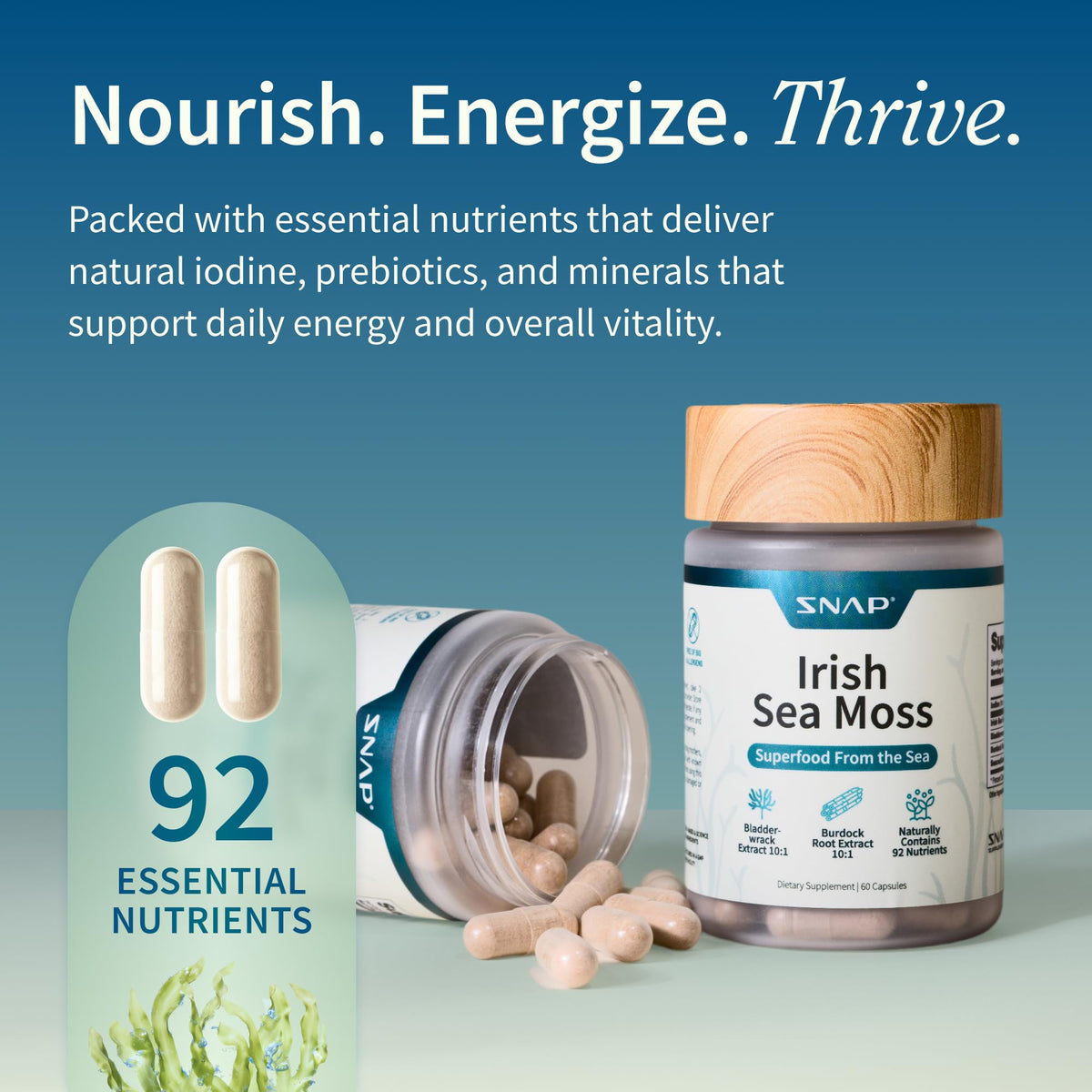 Snap Supplements Irish Sea Moss Capsules - vue de côté