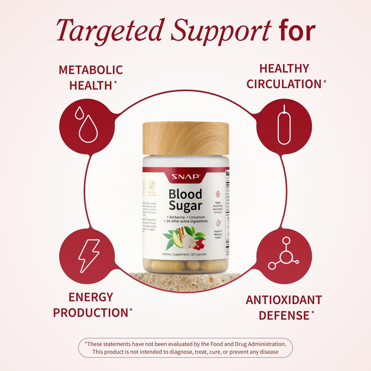 Snap Supplements mélange de sucre sanguin 60 capsules végétaliennes ouverte