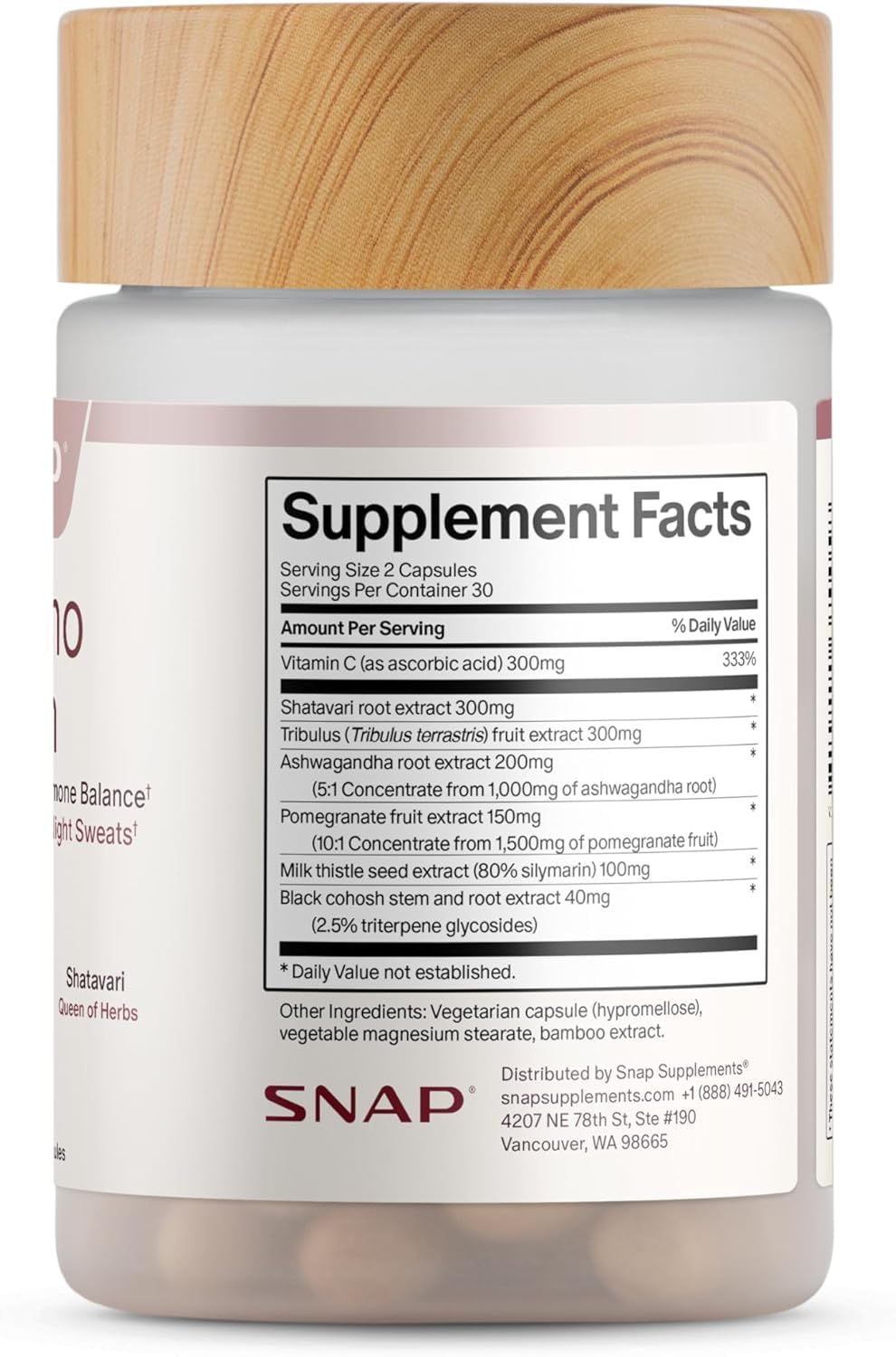 Snap Supplements Perimeno capsules avec verre d'eau