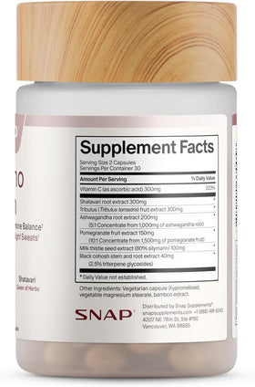 Snap Supplements Perimeno capsules avec verre d'eau