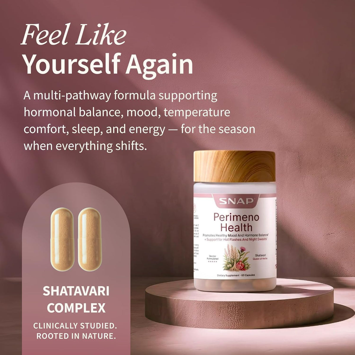 Snap Supplements Perimeno capsules sur fond blanc