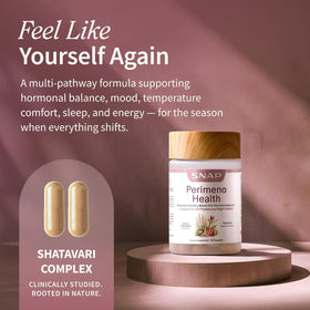 Snap Supplements Perimeno capsules sur fond blanc