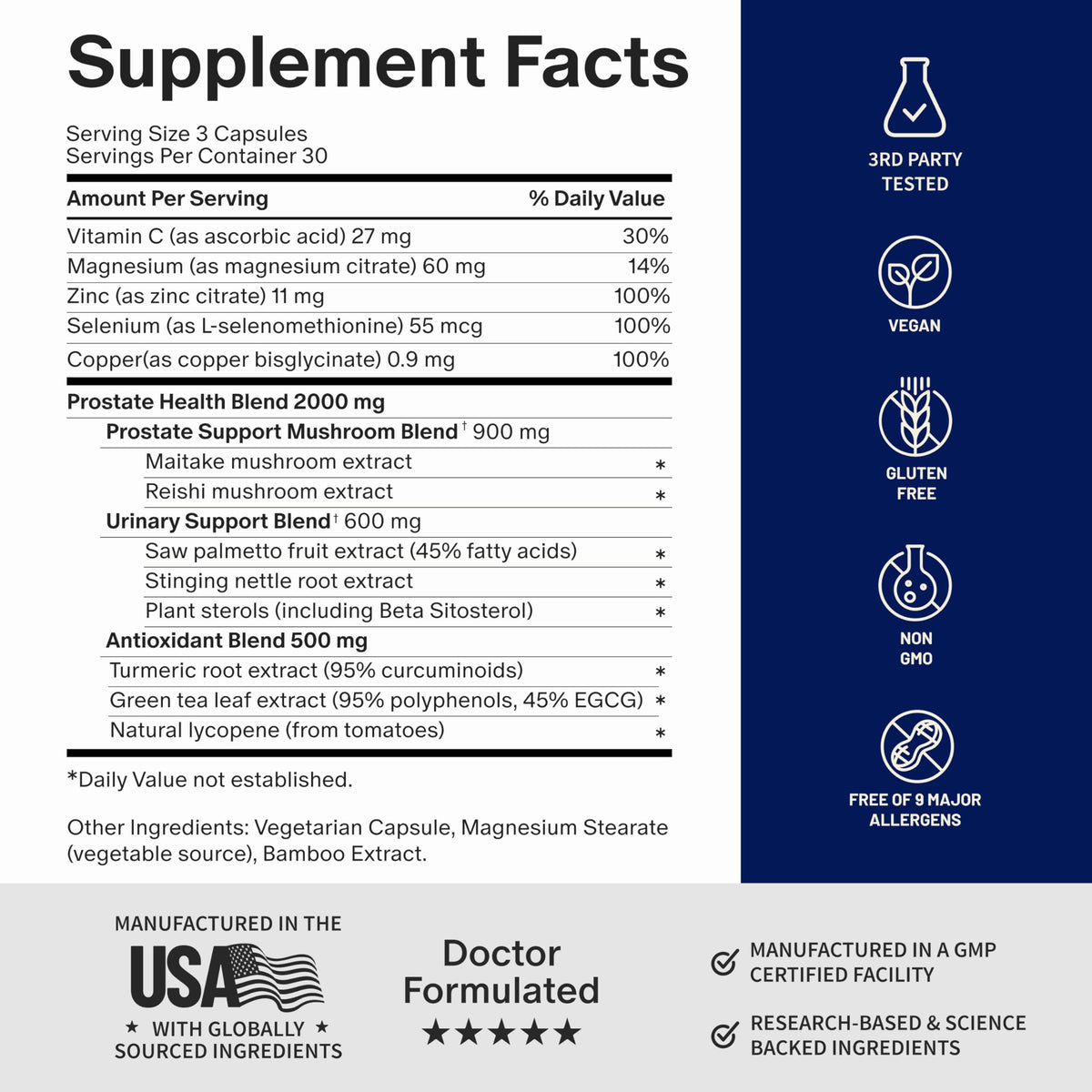 Snap Supplements Prostate, flacon ouvert avec capsules visibles