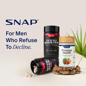 Snap Supplements Prostate, flacon sur une surface en bois