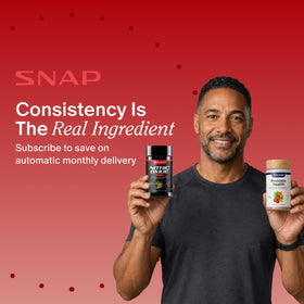 Snap Supplements Prostate Health + Nitric Oxide support capsules in hand