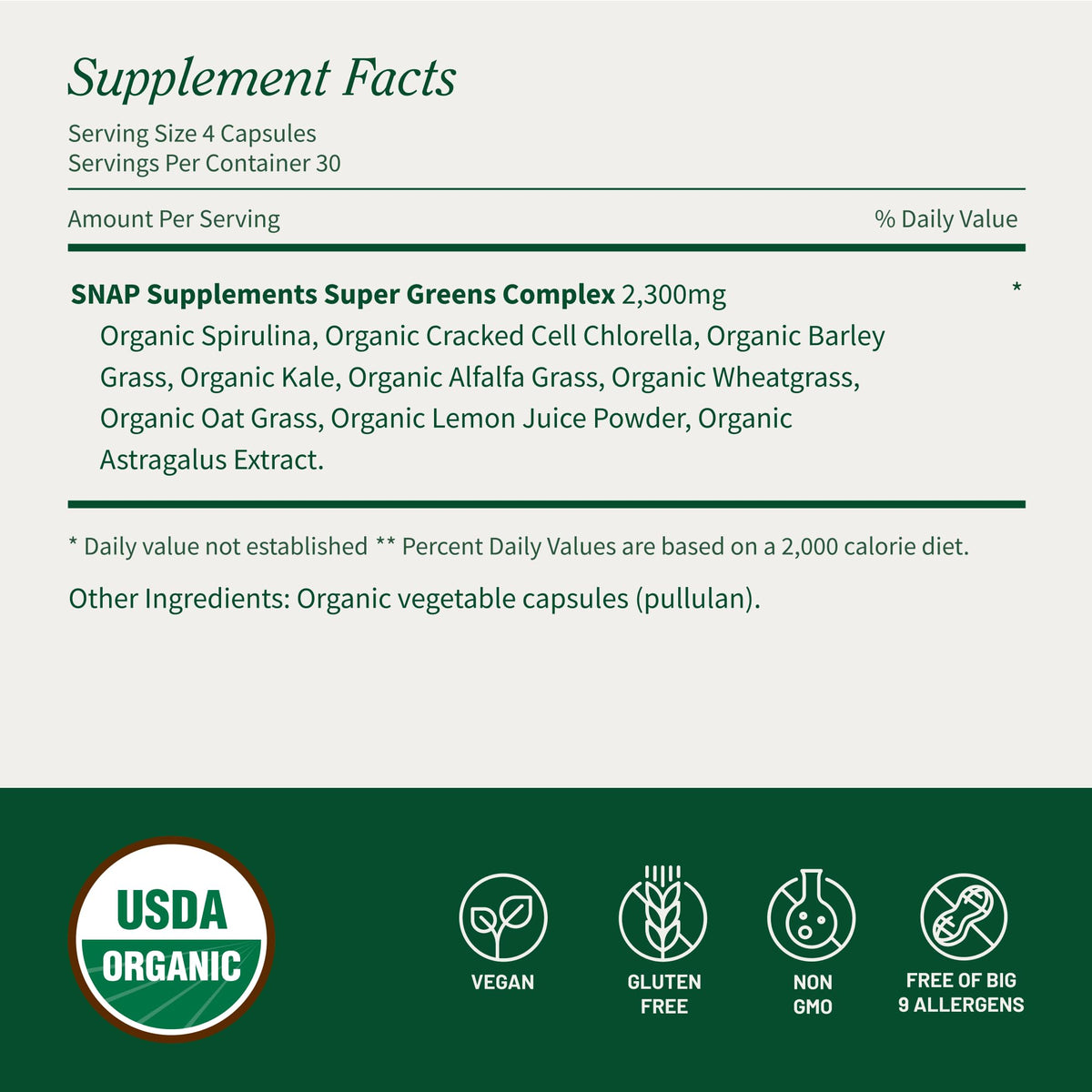Snap Supplements Spiruline et Chlorelle, capsules sur une cuillère