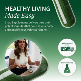 Snap Supplements Spiruline et Chlorelle, vue du flacon ouvert